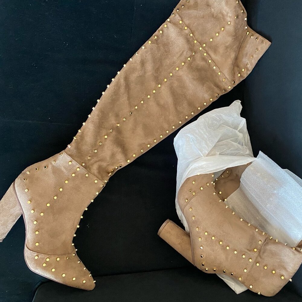 Taupe Thigh length Boots